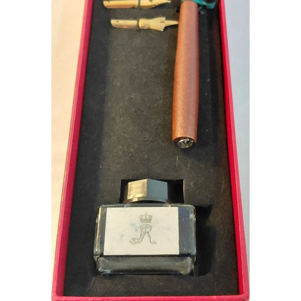 Vintage Prussian Palaces & Gardens Calligraphy Dip Pen Set 5 Nibs Ink Boxed